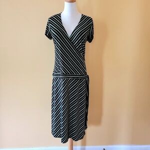 Merona Green & Brown Short Sleeve Dress Sz M